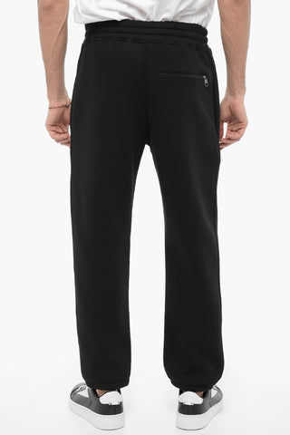 Loose-Fit Cotton-Blend Fleece Joggers with Thunderbolts Embroidery