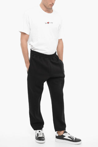 Loose-Fit Cotton-Blend Fleece Joggers with Thunderbolts Embroidery