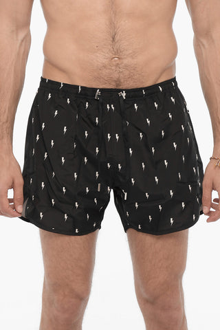 Costume da Bagno Boxer con Stampa Thunderbolt All-Over