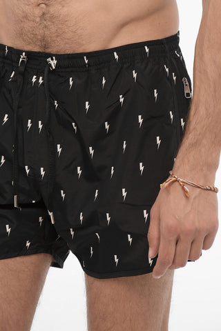 Costume da Bagno Boxer con Stampa Thunderbolt All-Over