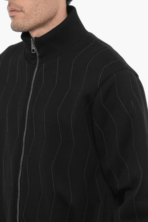 Felpa Slim Fit Ricamata con Chiusura Zip