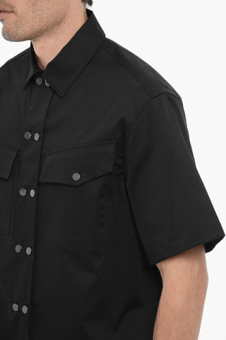 Short Sleeved Boxy Fit Shirt with Double Breast Pocket