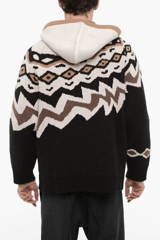 Maglia In Lana Boxy Fit con Cappuccio