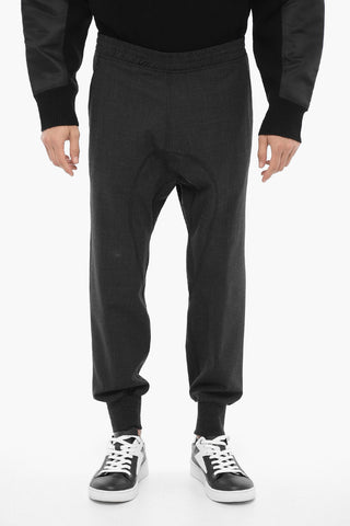 Wool Blend Pants with Elastic Waistband