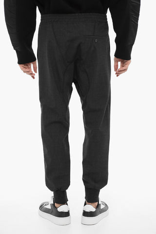 Wool Blend Pants with Elastic Waistband