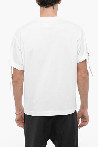 Slim Fit Crew-neck T-Shirt with Strap on the Sleeves