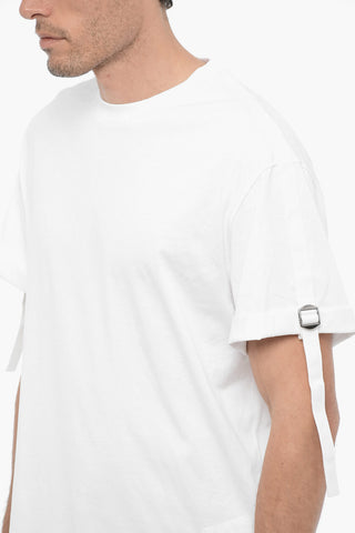 Slim Fit Crew-neck T-Shirt with Strap on the Sleeves