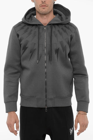 Felpa Hoodie Slim Fit con Chiusura sul Fronte