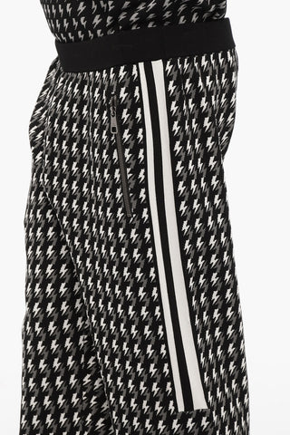 Knitted Casual Pants with Thunderbolt Embroidery