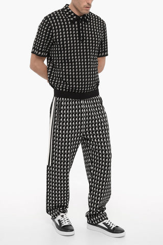 Knitted Casual Pants with Thunderbolt Embroidery