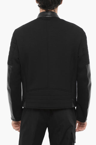 Leather and Neoprene Biker Jacket