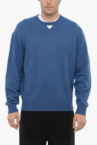 Wool Blend Crew-neck Sweater with Cut-Out Detail