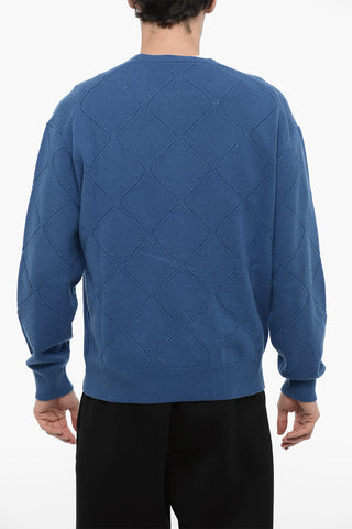 Wool Blend Crew-neck Sweater with Cut-Out Detail