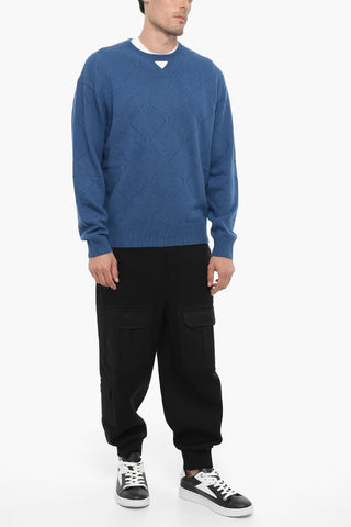 Wool Blend Crew-neck Sweater with Cut-Out Detail