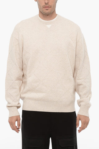Wool Blend Crew-neck Sweater with Cut-Out Detail