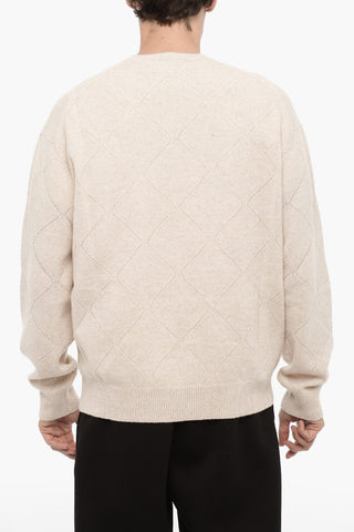 Wool Blend Crew-neck Sweater with Cut-Out Detail