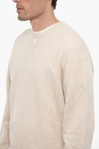 Wool Blend Crew-neck Sweater with Cut-Out Detail