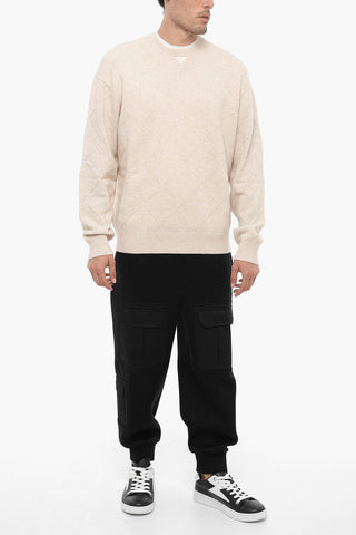 Wool Blend Crew-neck Sweater with Cut-Out Detail