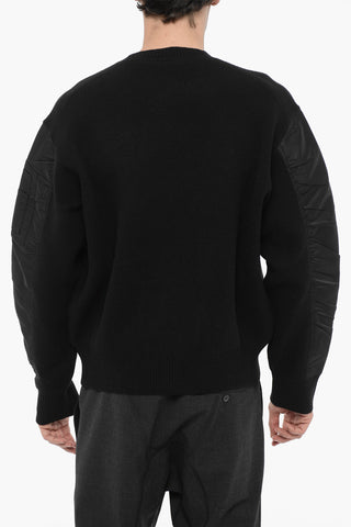 Wool and Nylon Crew-neck Sweater with Sleeve Pocket