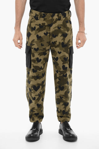Camouflage Motif Fleeced Cargo Pants