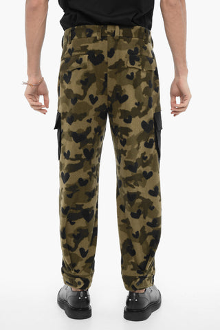 Camouflage Motif Fleeced Cargo Pants