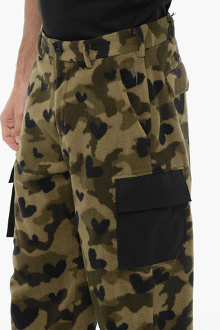 Camouflage Motif Fleeced Cargo Pants