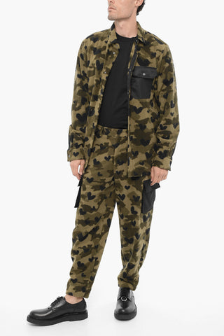 Camouflage Motif Fleeced Cargo Pants