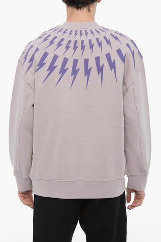 Fleeced Cotton FAIRISLE THUNDERBOLT Crew-neck Sweatshirt