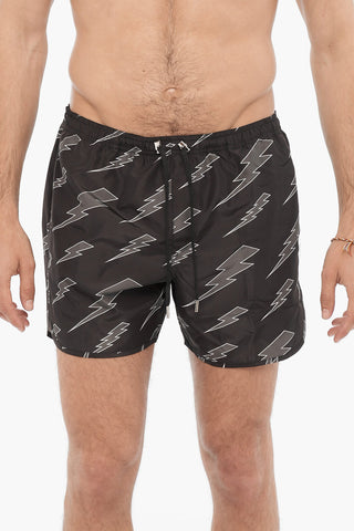 Costume da Bagno Boxer con Stampa Thunderbolt All-Over