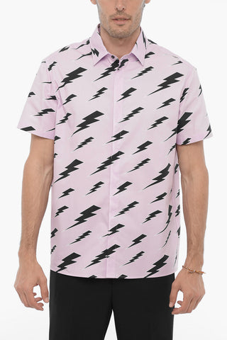 Camicia a Maniche corte Con Stampa Thunderbolt All-Over