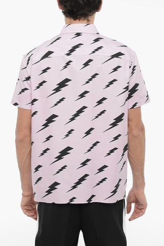 Camicia a Maniche corte Con Stampa Thunderbolt All-Over