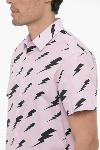 Camicia a Maniche corte Con Stampa Thunderbolt All-Over