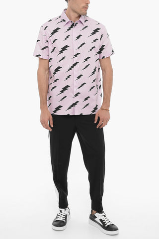 Camicia a Maniche corte Con Stampa Thunderbolt All-Over