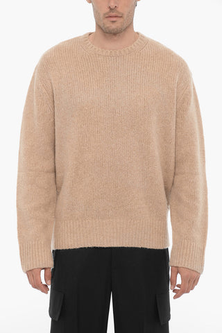 Boxy Fit Crew-neck Sweater with Logo Patch