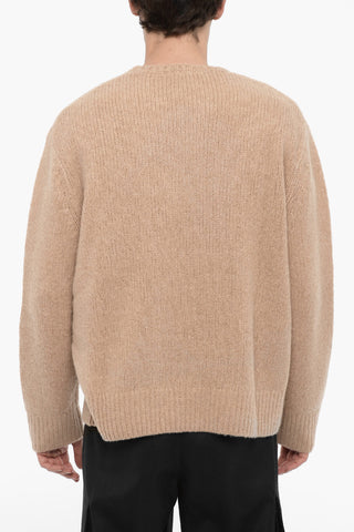 Boxy Fit Crew-neck Sweater with Logo Patch
