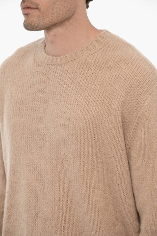 Boxy Fit Crew-neck Sweater with Logo Patch