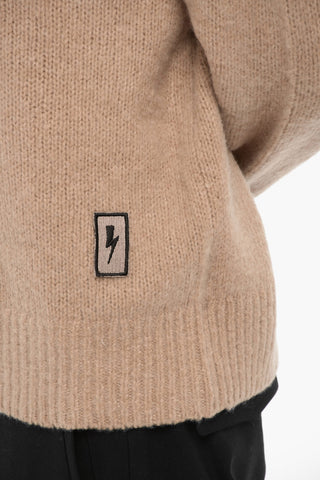 Boxy Fit Crew-neck Sweater with Logo Patch