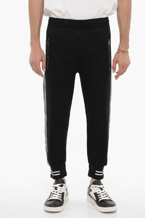 Joggers Biker Skinny Fit in Neoprene con Bande Laterali a Contrasto