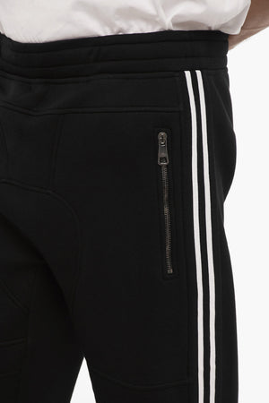 Neoprene Skinny-Fit Biker Joggers with Contrasting Side Stripes