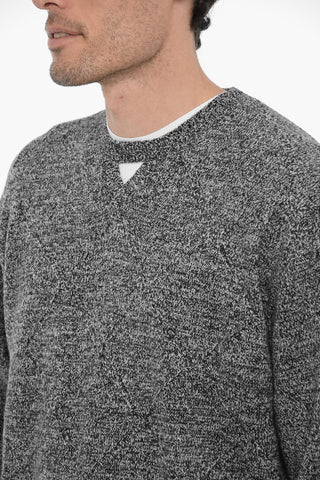Wool and Nylon Crew-neck Sweater with Cut Out Detail