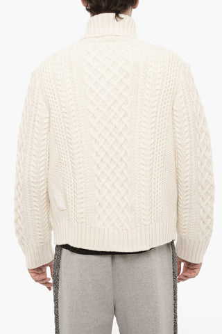 Maglia a Trecce in Lana con Due Tasche