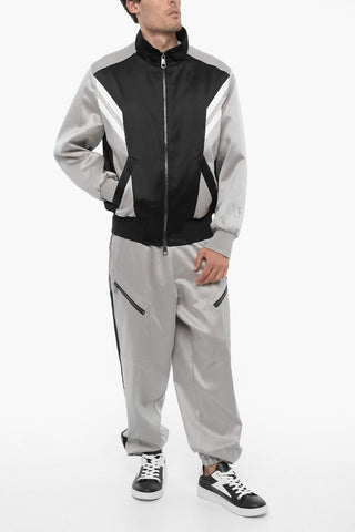 Two-Tone Satin Bomber Jacket