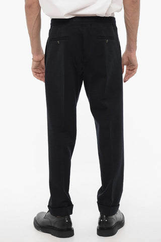 Solid Color Slim Fit Pants with Drawstring Waist