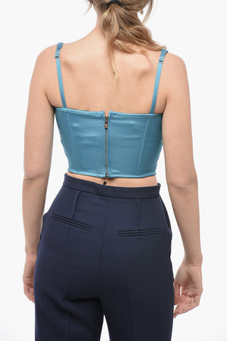 Back Zipped Bustier Top with Jeweled Straps