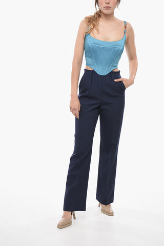 Back Zipped Bustier Top with Jeweled Straps