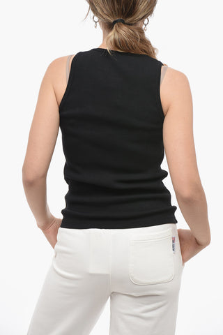 Tank Top in Cotone a Costine