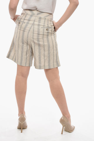 Cotton Blend Shorts with Bayadere Motif