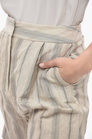 Cotton Blend Shorts with Bayadere Motif