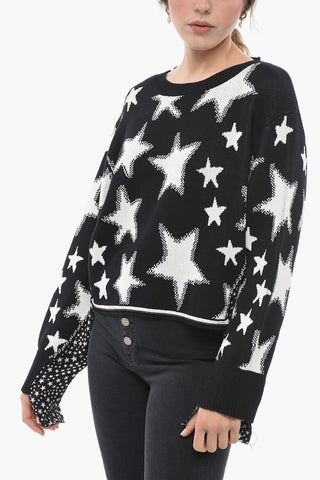 Crew Neck STARS Sweater with Silk Details