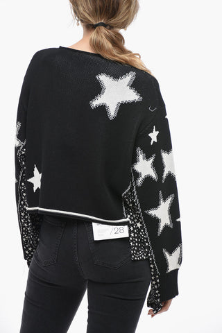 Crew Neck STARS Sweater with Silk Details